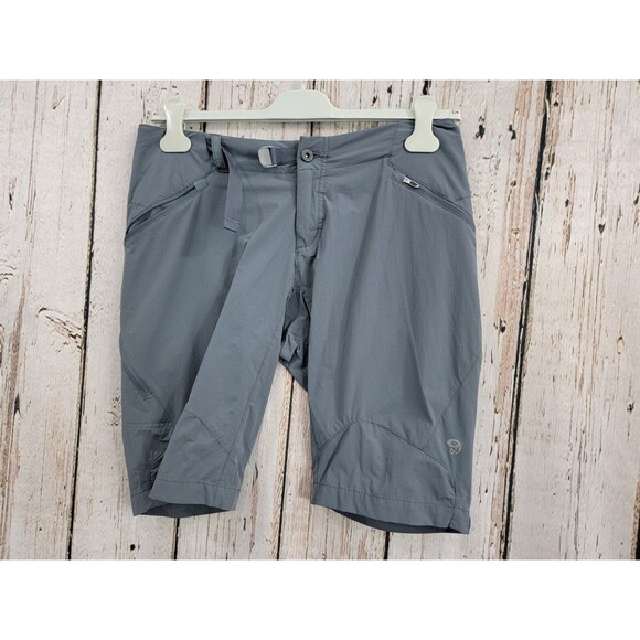 LM Women's Size 8 Mountain Hardwear Gray Bermuda Long Walking Shorts Capris EUC - Picture 1 of 5